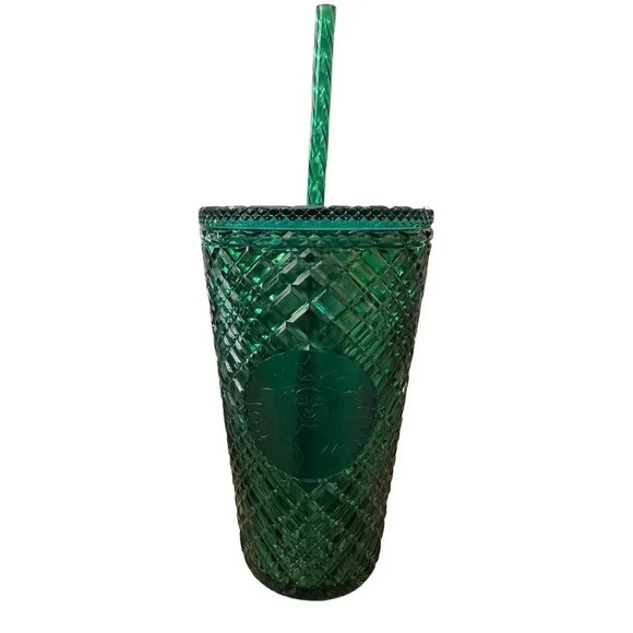 Starbucks 2022 Fall Green Aqua Grid Rainforest Venti Cold Cup Tumbler 24oz - - Picture 1 of 5